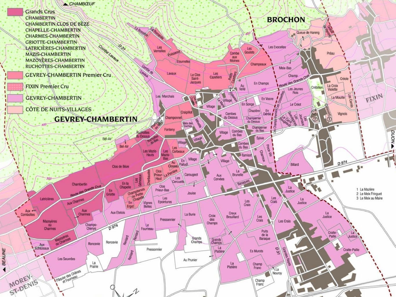 Map of Gevrey-Chambertin vineyards