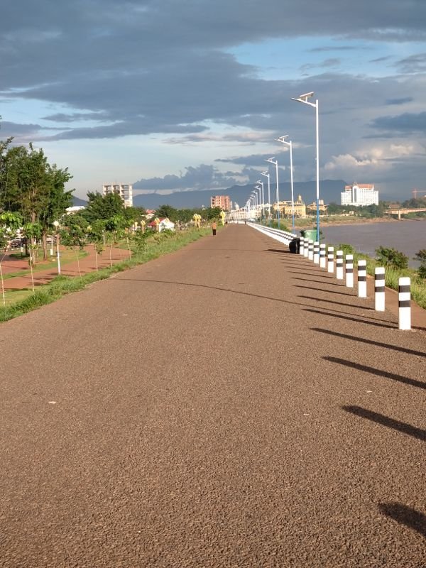 Public park and riverside walk along the bank of the Mekong in Pakse