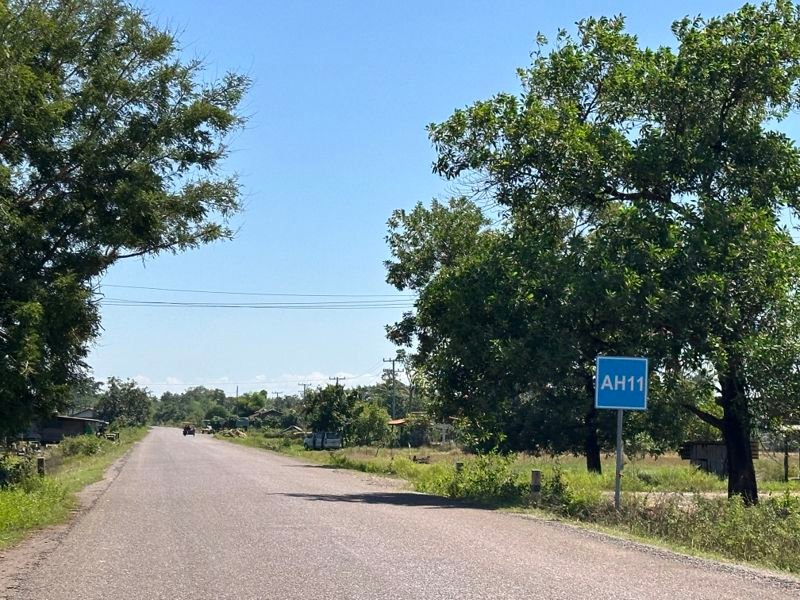 The highway from Laos to Cambodia south of Pakse