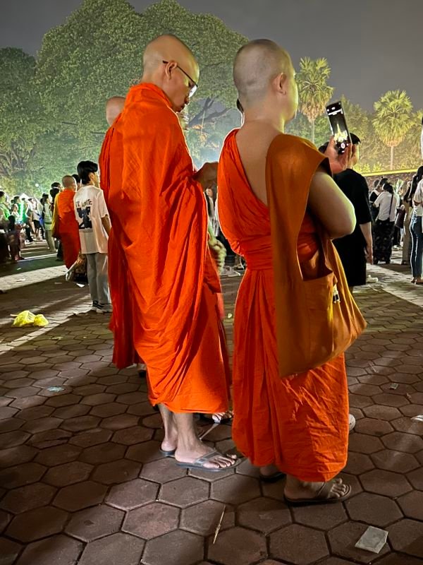 Monks enjoying the fireworks