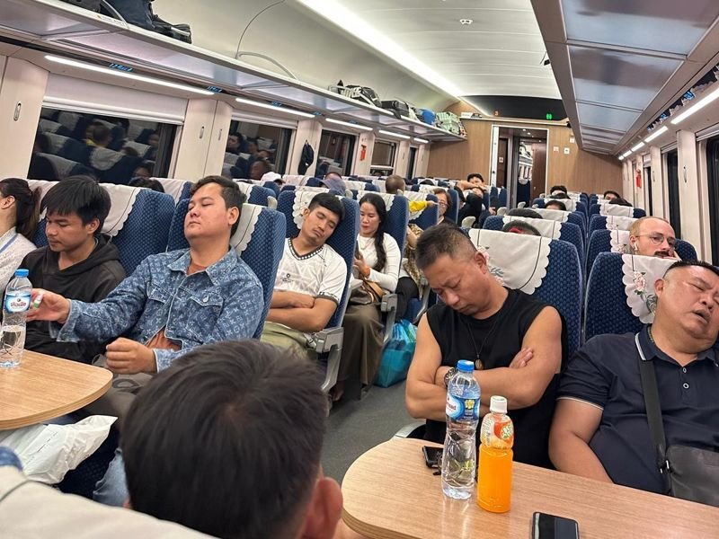 People sleeping on the train