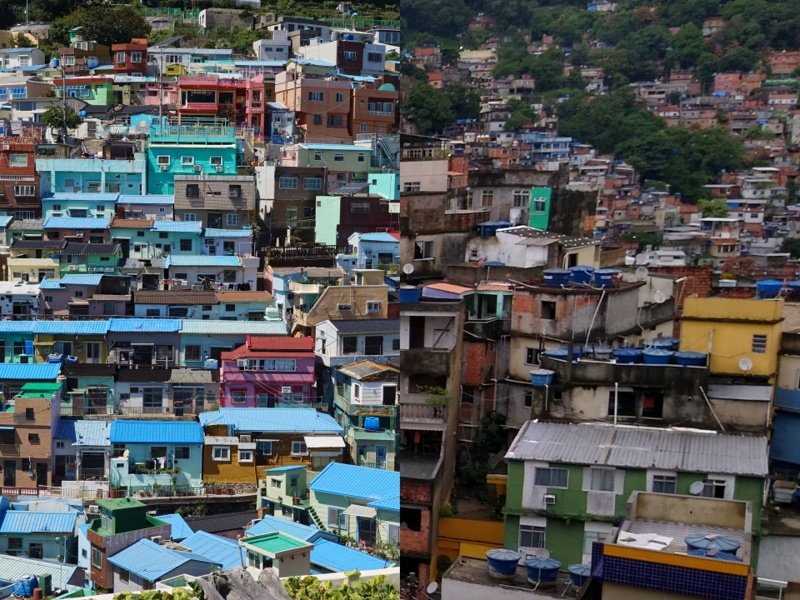 Collage of Gangseom and Rocinha pictures